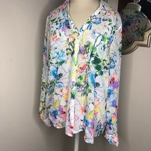 Express Floral Portofino Blouse